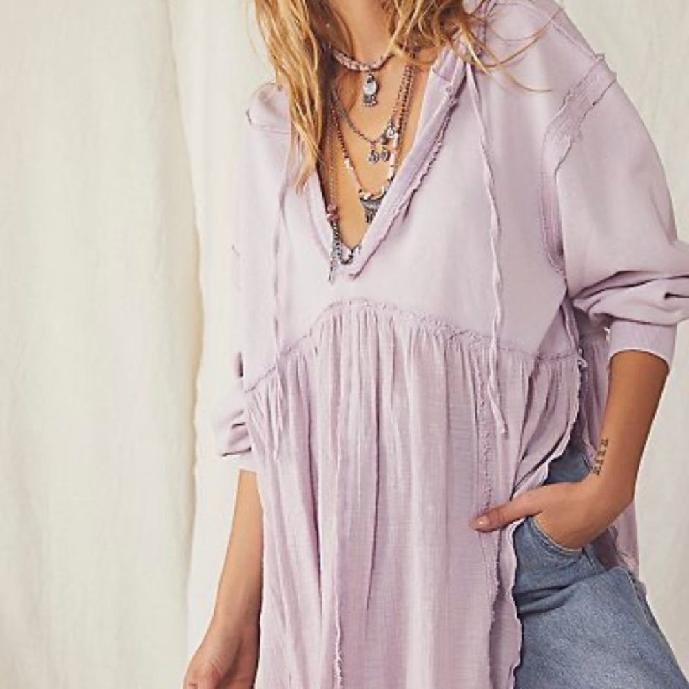 Free People Sunday Morning peplum hoodie pullover